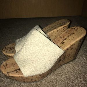 Cream colored comfy wedges